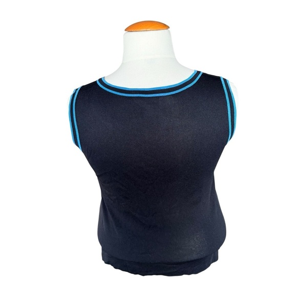 Misook Exclusively 2-Piece Knit Set Black Blue Trim Cardigan & Tank Top XL B459 - Picture 4 of 12